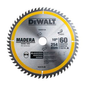 Disco De Sierra De 10" y 60 Dientes Para Madera Dewalt DWA03120