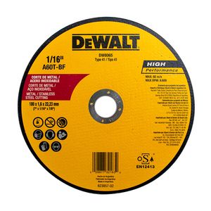Disco Abrasivo Corte Fino P/Metal 7" x 0.055" x 7/8" Dewalt DW8065::Z