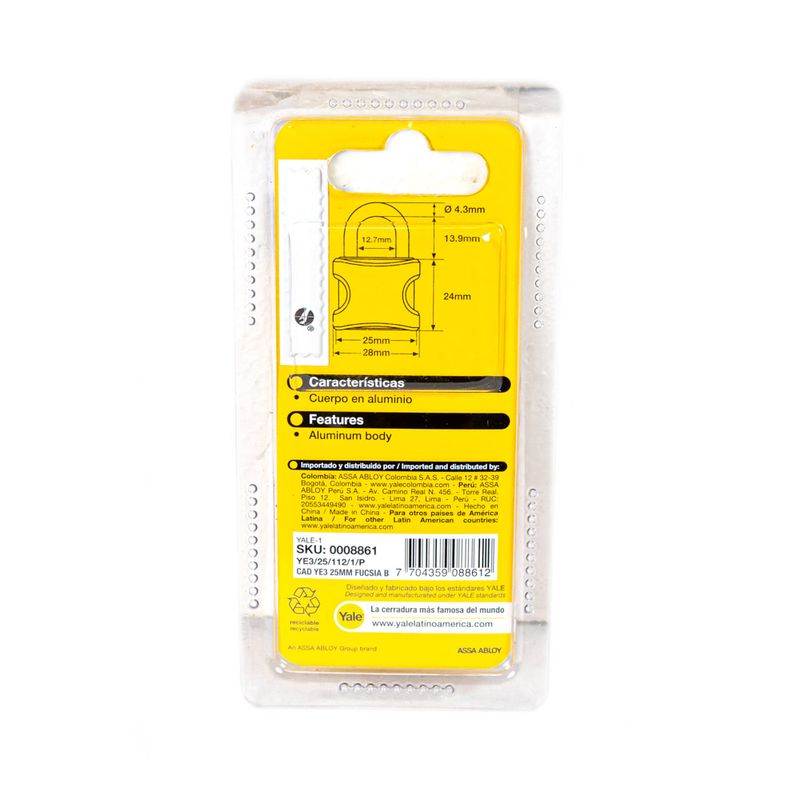 Candado-encauchetado-YE3-25mm-aluminio-fucsia-Yale-8861