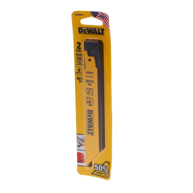 DEWALT Hojas para Sierra Sable , Material Bi-Metal , Long. 6 , Dientes por  Pulgada 5/8 , 6 , 10 , 14 , 18 , 24 - Seguetas para Sierras Sable con Cable  e Inalámbricas - 42WE45