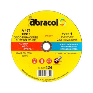 Disco -Abracol- S/Fino T-1 - 9"X1/16"Plano (25)