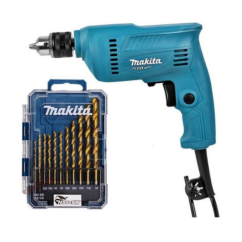 Taladro-38-Variable-Reversible--Juego-De-Brocas-x-11-Piezas-Makita-M0600X1B