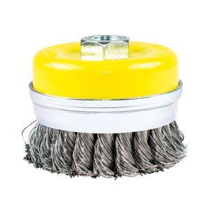 Grata copa entorchada 3 1/2" eje 5/8" con anillo Makro