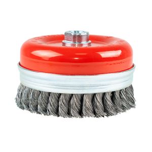 Grata copa entorchada 4" eje 5/8" con anillo Makro