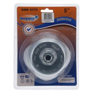 Grata copa lisa 5" eje 5/8" inoxidable Makro