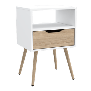 Mesa de Noche Otom RTA Blanco + Rovere
