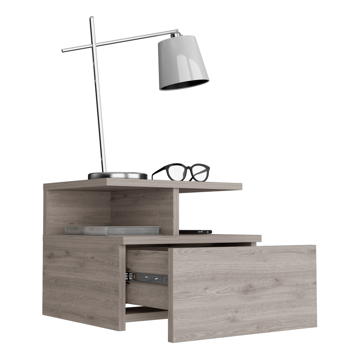Mesita De Noche De Pared,Mesilla De Noche Flotante Con Luces LED Roble Ahumado Cfw10769 90652210