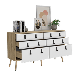 Comoda Huna 130 X 75 6Cajones RTA Macadamia Blanco