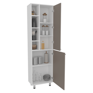Mueble Alacena Burton 204x58x33 RTA Blanco Mqz Taupe