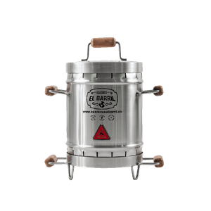 Barril Asador Premium Acero Inoxidable Mini 7 Lbs quirúrgico 304 calibre 16 (Para 6 personas)