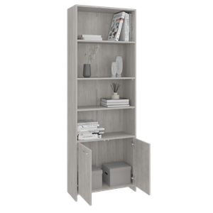 Biblioteca Lisa 180 Con Puertas 180X63X26 RTA Cemento ZF