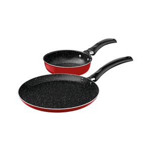 Juego de Sartén y Panquequera Tramontina Roch en Aluminio con Revestimiento Antiadherente Starflon Max y Externo Poliéster Rojo 2 Piezas