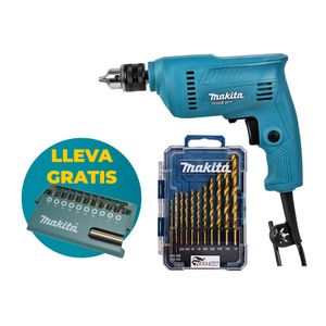 Taladro 3/8" Variable Reversible + Juego De Brocas x 11 Piezas Makita M-0600X1B