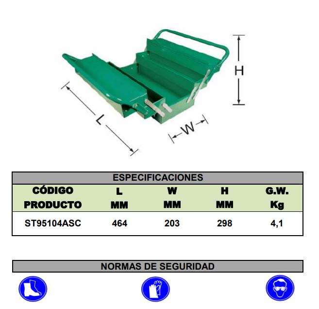 Caja de Herramientas Metálica Verde 14 Sata ST95101SC