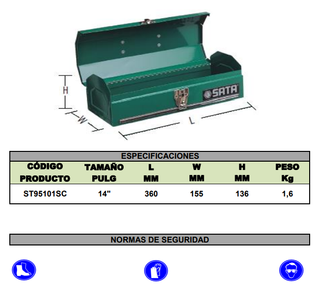 Caja de Herramientas Metálica Verde 14 Sata ST95101SC