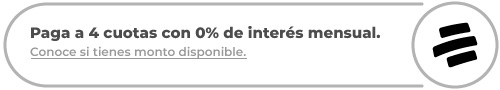 Paga a 4 cuotas con 0% de interés mensual con BANCOLOMBIA